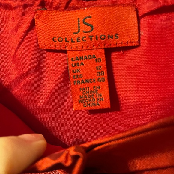 NWT JS Collections Red Flower Party Dress Women’s 10 - Picture 4 of 4